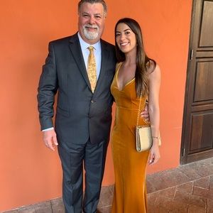 Lulus Velvet Mustard Dress